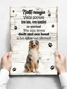 Wandbord Hond: Australian Shepherd Dog - 30 x 42 cm