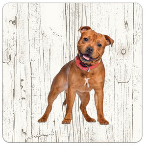 Hond Engelse Staffordshire Bull Terriër | Houten Onderzetters 6 Stuks