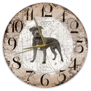 Houten Klok - 30cm - Hond - Engelse Staffordshire Bull Terriër