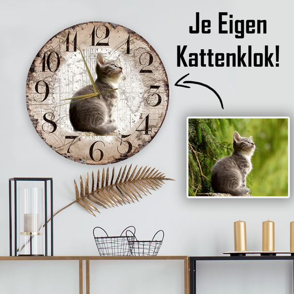 Wandklok Kat - Eigen Foto!