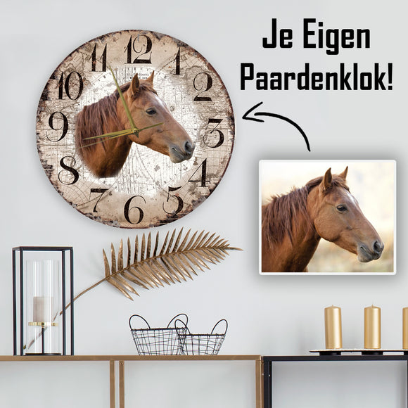 Wandklok Paard - Eigen Foto!