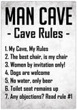 Spreukenbordje: Man Cave, Cave Rules! | Houten Tekstbord