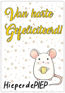 Spreukenbordje: Van harte gefeliciteerd, hieperdePIEP! | Houten Tekstbord