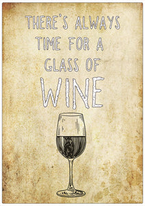 Spreukenbordje: There's always time for a glass of wine | Houten Tekstbord