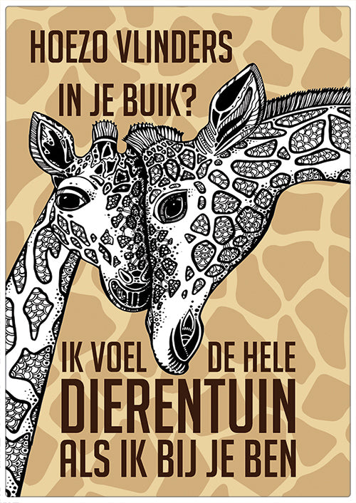 Spreukenbordje: Hoezo vlinders in je buik? Ik voel de hele dierentuin als ik bij je ben! | Houten Tekstbord