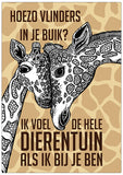 Spreukenbordje: Hoezo vlinders in je buik? Ik voel de hele dierentuin als ik bij je ben! | Houten Tekstbord