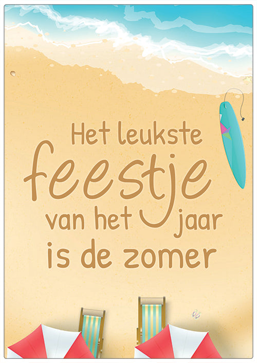 Spreukenbordje: Het leukste feestje van het jaar is de zomer | Houten Tekstbord
