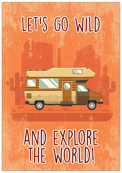 Spreukenbordje: Let's go wild and explore the world! | Houten Tekstbord