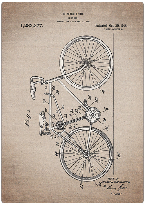 Spreukenbordje: Vintage Patent - Fiets | Houten Tekstbord
