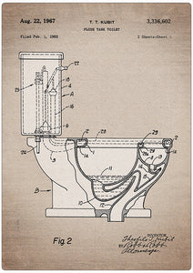 Spreukenbordje: Vintage Patent - Toilet met Spoelbak| Houten Tekstbord