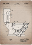 Spreukenbordje: Vintage Patent - Toilet met Spoelbak| Houten Tekstbord
