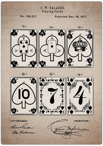 Spreukenbordje: Vintage Patent - Speelkaarten Poker | Houten Tekstbord
