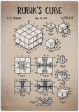 Spreukenbordje: Vintage Patent - Rubiks Cube | Houten Tekstbord