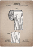 Spreukenbordje: Vintage Patent - Toiletpapier 1891 | Houten Tekstbord