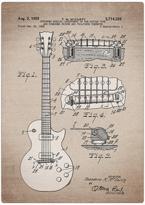 Spreukenbordje: Vintage Patent - Gitaar McCarty uit 1955 | Houten Tekstbord