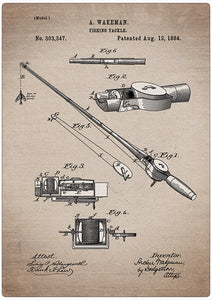 Spreukenbordje: Vintage Patent - Vislijn Molen uit 1884 | Houten Tekstbord