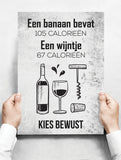 Spreukenbordje: Een Wijntje Heeft Minder Calorieën, Kies Bewust! | Houten Tekstbord