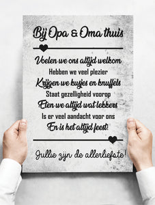 Wandbord: Bij Opa en Oma Thuis! | 30 x 42 cm