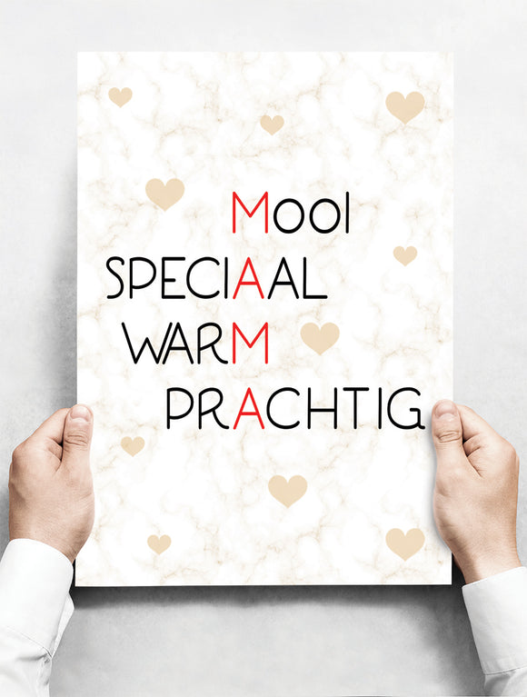 Wandbord: MAMA - Mooi, Speciaal, Warm, Prachtig! | 30 x 42 cm