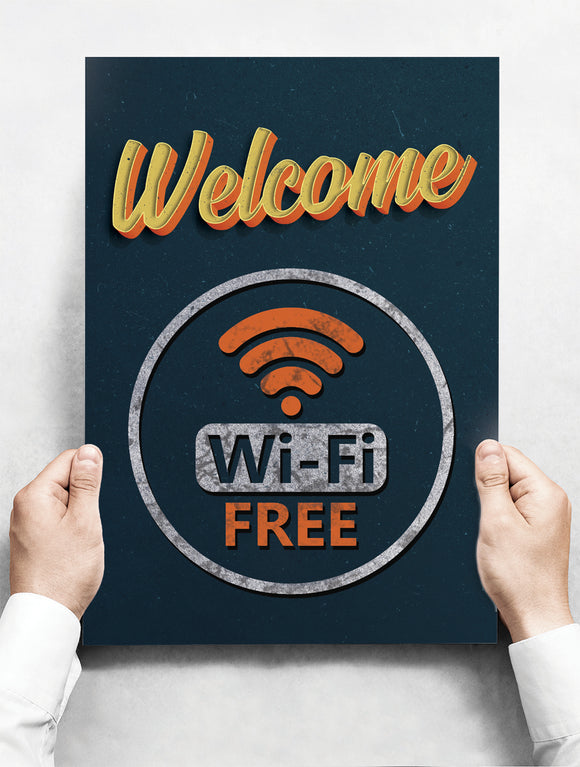 Wandbord: Welcome, gratis Wi-Fi!| 30 x 42 cm
