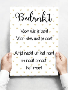 Wandbord: Bedankt voor wie je bent, voor alles wat je doet! | 30 x 42 cm