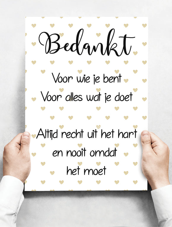 Wandbord: Bedankt voor wie je bent, voor alles wat je doet! | 30 x 42 cm