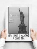 Spreukenbordje: New York is always a good idea! | Houten Tekstbord