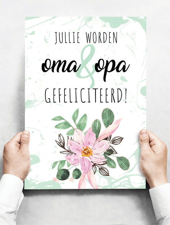 Wandbord: Jullie worden oma en opa gefeliciteerd! | 30 x 42 cm