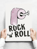 Spreukenbordje: Rock 'n Roll! WC bordje | Houten Tekstbord