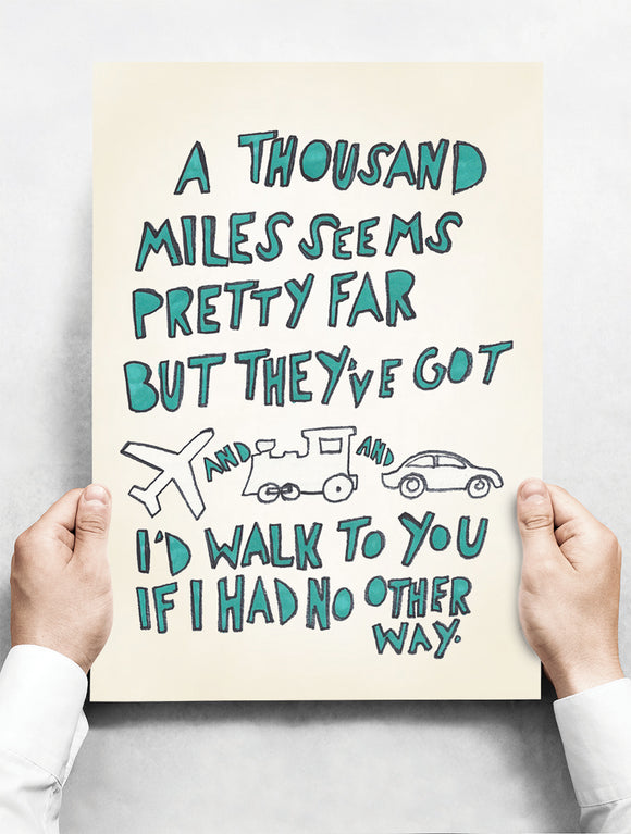 Wandbord: A thousand miles seem pretty far (Hey There Delilah) | 30 x 42 cm