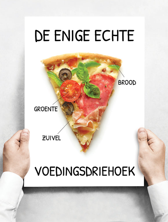 Wandbord: De enige echte voedingsdriehoek! Pizza slice | 30 x 42 cm