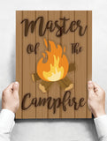 Spreukenbordje: Master of the Campfire! | Houten Tekstbord