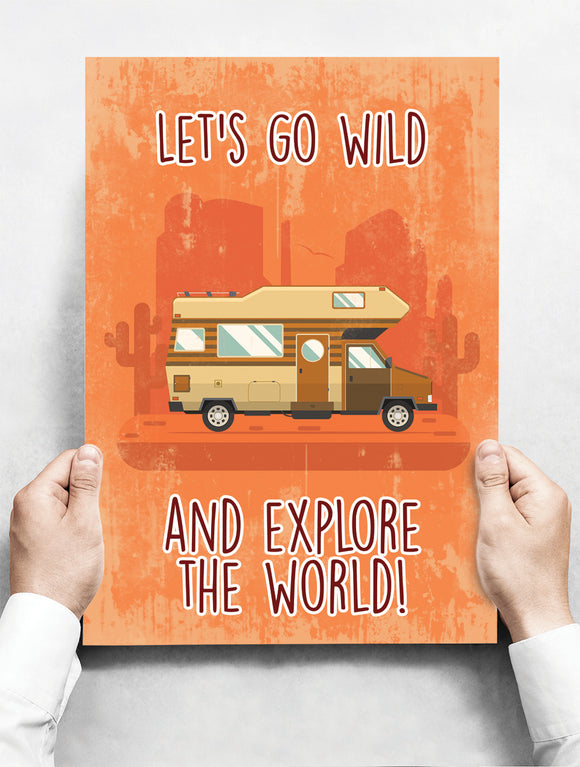 Wandbord: Let's go wild and explore the world! | 30 x 42 cm