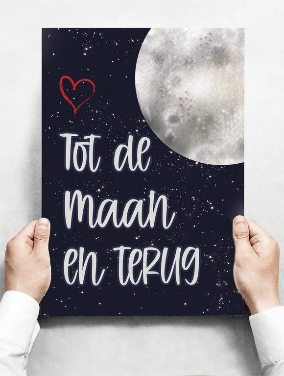 Wandbord: Liefde tot de maan en terug! | 30 x 42 cm