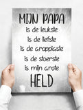 Spreukenbordje: Mijn papa is mijn held! Vaderdag - tip! | Houten Tekstbord