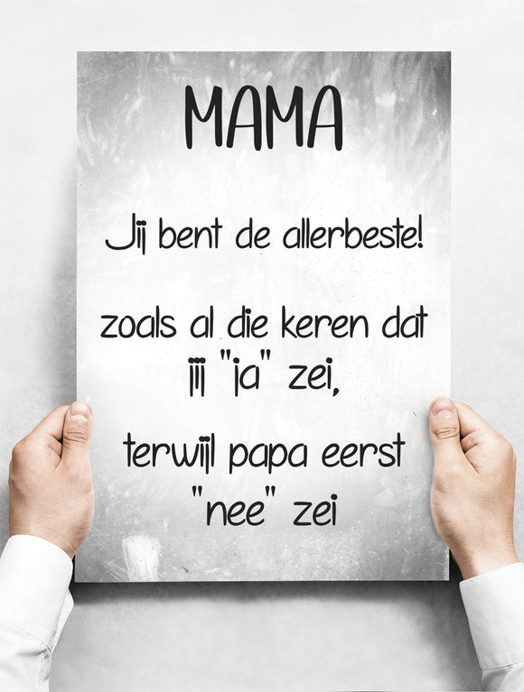 Wandbord: Mama jij bent de allerbeste! moederdag - tip! | 30 x 42 cm