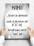 Spreukenbordje: Mama jij bent de allerbeste! moederdag - tip! | Houten Tekstbord