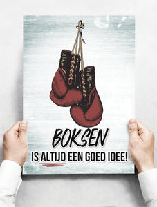 Wandbord: Boksen is altijd een goed idee! | 30 x 42 cm