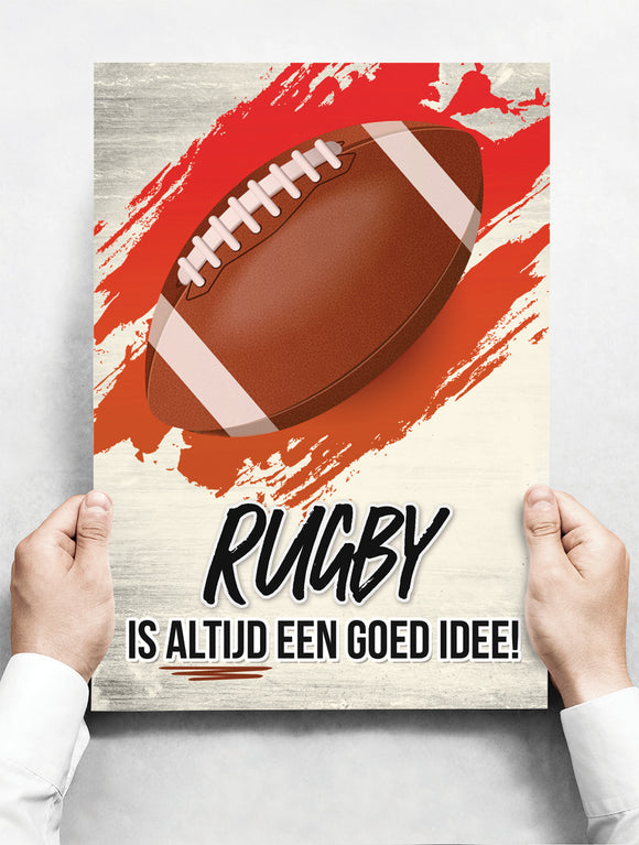 Wandbord: Rugby is altijd een goed idee! | 30 x 42 cm