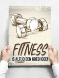 Spreukenbordje: Fitness is altijd een goed idee! | Houten Tekstbord
