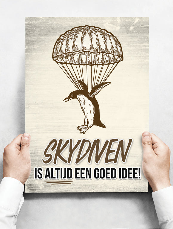 Wandbord: Skydiven is altijd een goed idee! | 30 x 42 cm