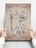 Spreukenbordje: Vintage Patent - Engelse Sleutel Gereedschap | Houten Tekstbord