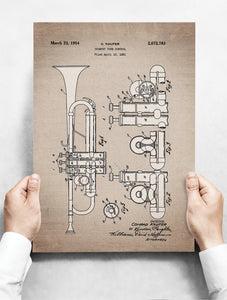Wandbord: Vintage Patent - Trompet | 30 x 42 cm