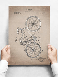 Wandbord: Vintage Patent - Fiets | 30 x 42 cm