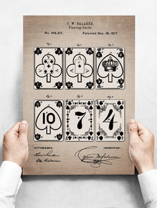 Wandbord: Vintage Patent - Speelkaarten Poker | 30 x 42 cm