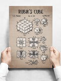 Spreukenbordje: Vintage Patent - Rubiks Cube | Houten Tekstbord