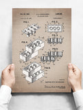 Spreukenbordje: Vintage Patent - Legoblokje | Houten Tekstbord