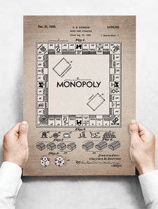 Wandbord: Vintage Patent - Bordspel Monopoly Uit 1935 | 30 x 42 cm
