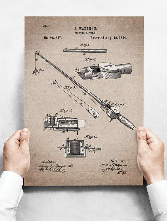 Wandbord: Vintage Patent - Vislijn Molen uit 1884 | 30 x 42 cm